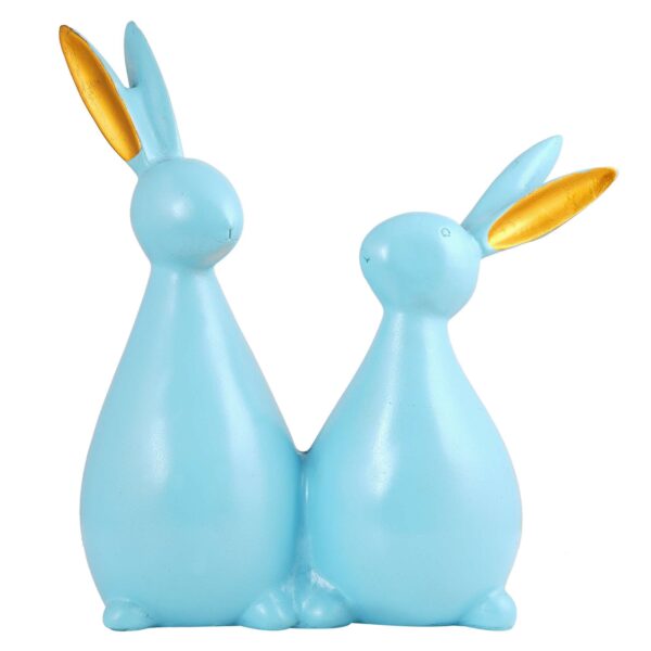 Rabbit Cute Pair Statue for Home Decor Showpiece | Kids Room Decorative Showpiece (Sky Blue) - Image 2